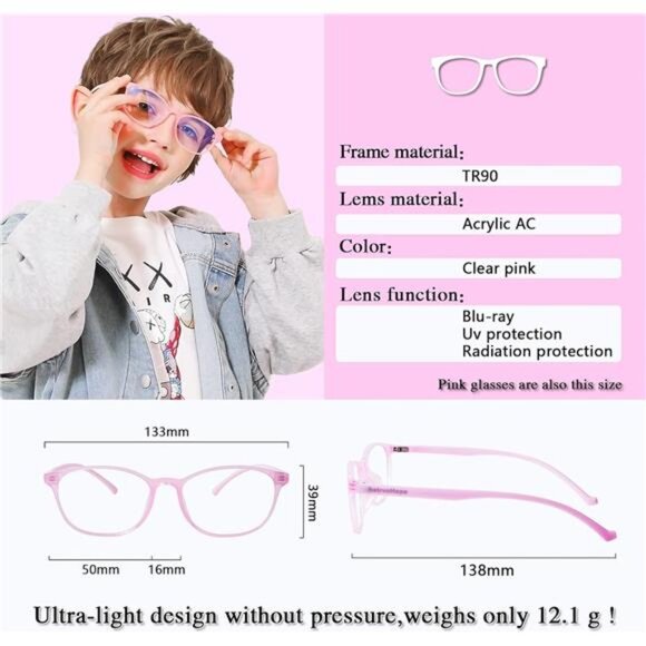 Girl Ultra-Light Blue Light Blocking Glasses with Case for Kids and Teens - Picture 6 of 6
